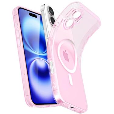Imagem de Svanove Capa magnética transparente para iPhone 16, compatível com Magsafe Slim Thin Transparente Mag Safe Case para mulheres e meninas, capa de segurança de borracha de silicone macia fofa com capa