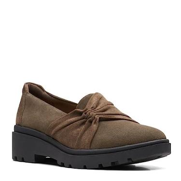 Imagem de Clarks Mocassim feminino estilo Calla, Camurça oliva escura, 6.5