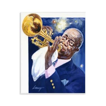 Imagem de Stupell Industries Louis Armstrong Retrato arte de placa de parede, design por Wind River Studios, 14 x 11