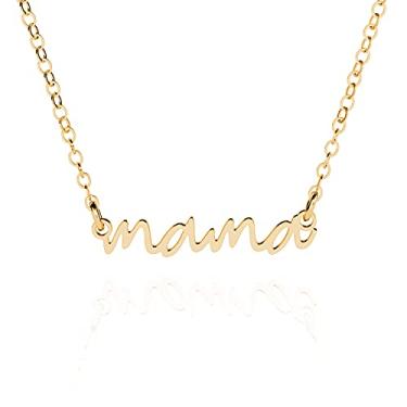 Imagem de Colar com pingente Dainty Mama, tia para mulheres, prata esterlina 925, ouro ou ouro rosa, lindo presente de dia das mães para mãe ou tia, joia personalizada para colar com pingente para mamãe, Prata esterlina, Sem Pedra Preciosa