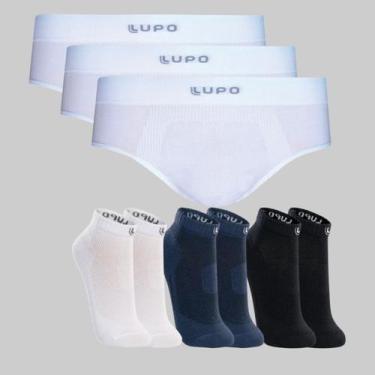 Imagem de Kit 3 Cuecas Slip Micromodal e 3 Pares de Meias Lupo 00681-03225 Cor: 