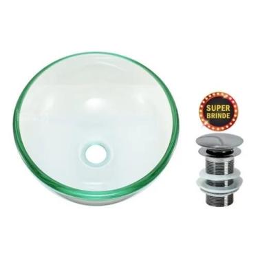 Imagem de Cuba para Banheiro Lavabo Redonda Incolor 35cm Vidro 12mn - GB35IN + V
