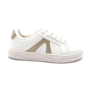 Imagem de Tênis Casual Infantil Molekinha Branco E Dourado, Branco, Dourado, 31