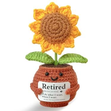 Imagem de Crochê de girassol positivo - I Do What I Want When I Want When I Want, presentes engraçados de aposentadoria para colegas de trabalho chefe empregada - crochê de girassol aposentado feito à mão