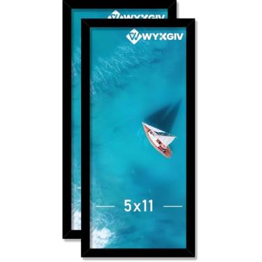 Imagem de Wyxgiv Conjunto de 2 porta-retratos 12,7 x 27,8 cm, leve e durável, com tela de plástico de alta clareza, 12,7 x 28 polegadas horizontal/vertical (2 pacotes|preto | 12,7 x 28 cm)