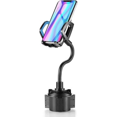 Imagem de YUHENG Suporte para copo de carro, suporte de telefone, pescoço de ganso ajustável com rotação de 360°, suporte universal para iPhone Samsung, ajuste seguro, liberação com um toque