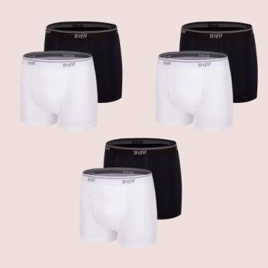 Imagem de Kit 6 Cuecas Boxer Em Algodão Costura Fina Trifil, Branco e preto, G