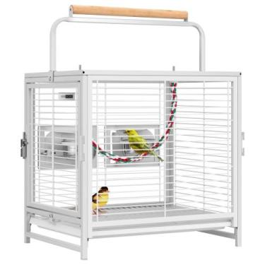 Imagem de Gaiola de transporte de pássaros VIVOHOME em ferro forjado 48 cm branc