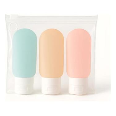 Imagem de Kit Viagem Frascos 60ml com Estojo – 3 Unidades para Shampoo, Creme e Sabonete, Anti Vazamento