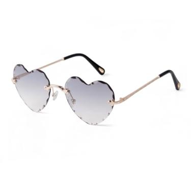 Imagem de HCHES Óculos de Sol Femininos em Formato de Coração Rosa, Lindos, Sem Aro, Vintage, Degradê, Proteção UV400 (8)