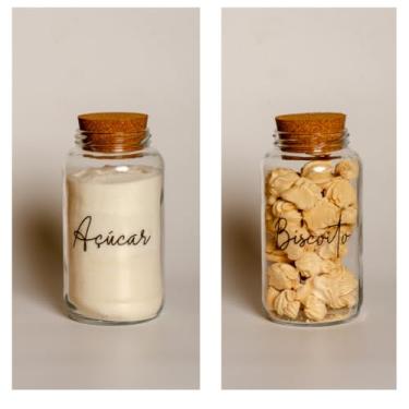 Imagem de Pote de armazenamento cafe Kit Cantinho do Café - ESCOLHA SEU KIT - Potes de Vidro 830 ml com Tampa de Cortiça(Açucar e Biscoito)