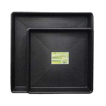 Imagem de Bandeja de Drenagem Quadrada para Vasos - Plástico Rígido Reforçado e Ecológico - Coletor de Água para Cultivo Indoor (59x59cm)