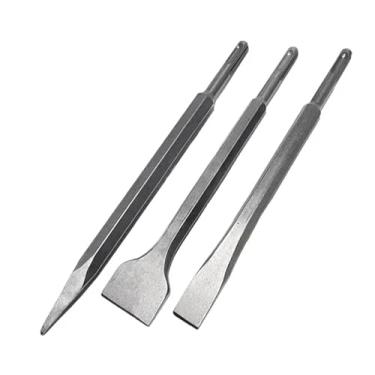 Imagem de Kit Ponteiras SDS Plus Profissional, 3 Peças, Talhadeira Pá 40mm, Ponteira 24mm e Talhadeira Chata 20mm, para Martelete, Compatível com Alvenaria e Concreto