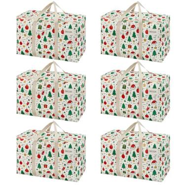 Imagem de VENO Pacote com 6 sacos de mudança e grandes caixas de armazenamento de Natal com tampas. Alternativa a caixas de mudança, suprimentos de embalagem para a faculdade. Sacolas resistentes extra grandes