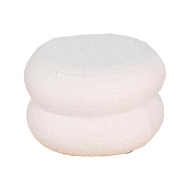 Imagem de AFXGUSD Puf Redondo com Assento Acolchoado, Confortável para Trocar de Sapatos, Ideal para Mesa de Cabeceira, Quarto Infantil, Sala de Estar Ou, Branco, Tamanho real