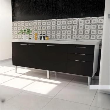 Imagem de Gabinete de Cozinha 174cm Armário Pia 3 Gavetas e 3 Portas (Preto)