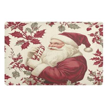 Imagem de SEHANY Tapete de porta de inverno Papai Noel Natal para todos os climas, impermeável, secagem rápida, bem-vindo, tapete de entrada antiderrapante, tapete decorativo de poliéster para entrada, varanda