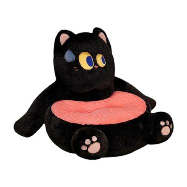 Imagem de Ioensy Capa de Assento para Cadeira de Escritório, Almofada com Suporte para As Costas, Opção para Chão, Gato preto