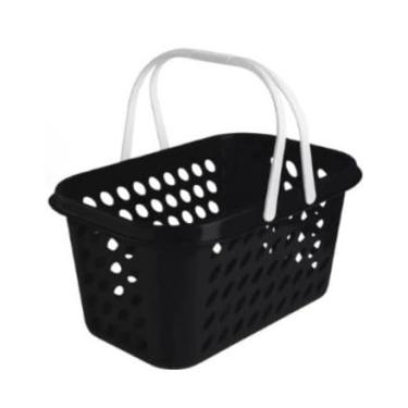 Imagem de Kit 6 Cestas Plásticas Supermercado 3L Cestinha Compras com Alça - Usual Utilidades (Preto)