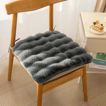 Imagem de Almofada quadrada de pele sintética, almofada de cadeira de lã de coelho sintético, almofadas de pelúcia grossas de inverno para cadeiras de jantar, sofá preguiçoso confortável chão de escritório com