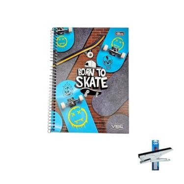 Imagem de Kit Caderno Universitário Capa Dura Vibe Masculino 20 Matérias 320 Folhas + Caneta Esferográfica 0.7mm + Grampeador Alicate