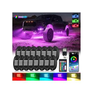 Imagem de LD DARKEAGLE Luzes LED RGB de 16 unidades com controle remoto APP/RF, luzes de brilho multizonas, luz externa neon multicolorida, 12 V, à prova d'água, para caminhões, Jeep UTV, SUV, ATV, carrinho de
