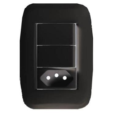 Imagem de Conjunto 2 interruptor paralelo + 1 tomada 2p+t 20a pezzi preto classi