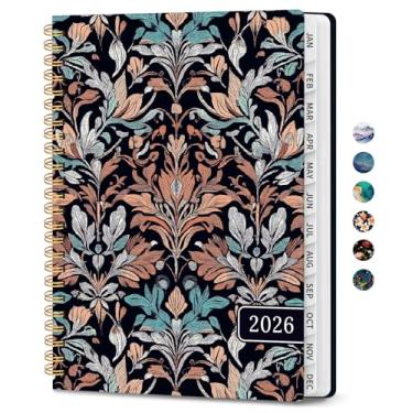 Imagem de Agenda 2026, agenda mensal e semanal para mulheres, janeiro de 2026 a dezembro de 2026, capa dura bonita agenda 2026 livro com abas, encadernação em espiral, perfeito para material escolar e