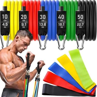 Imagem de Kit 11 Extensor Elástico Treino Em Casa + Kit 5 Mini Band