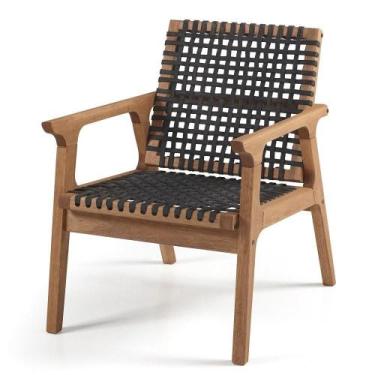 Imagem de Poltrona Trançada em Madeira Eucalipto - Jatobá/Preto - Casa e Jardim 