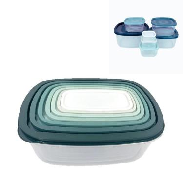 Imagem de Conjunto 7 Potes Quadrado De Plástico Com Tampa