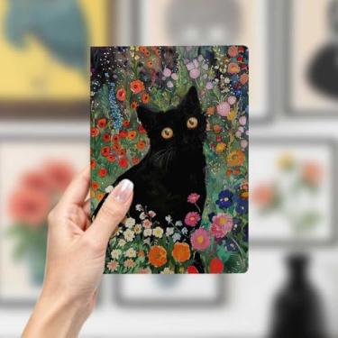 Imagem de Caderno de couro de gato, caderno A5 para anotações de escritório, agenda de 21 x 14,7 cm, agenda de viagem, presente para amantes de gatos, 7