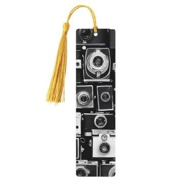 Imagem de Coleção de câmera retrô descolada, marcadores de página de madeira personalizados, acessórios de livros exclusivos para homens e mulheres, atende a todas as necessidades dos amantes de livros
