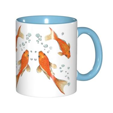 Imagem de Zeraoke Canecas de café criativas com estampa fofa de peixe dourado, personalizado, presente para família, tamanho de 325 ml, unissex