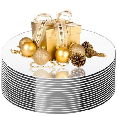 Imagem de LUDEOU 13 peças de espelhos redondos para centros de mesa de centro de mesa de 2 mm de espessura, espelhos circulares, bandejas, placas, placa de vela espelhada para decorações de mesa de casamento