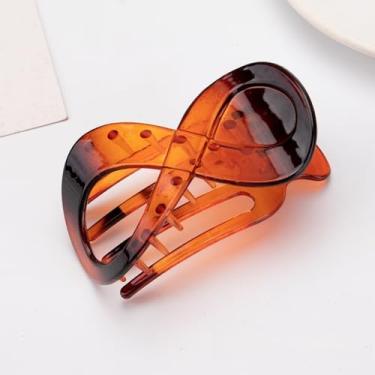 Imagem de 1 clipe de garra de cabelo figura-8, clipe Updo bico de pato, versátil diário, acessório de cabelo feminino para pentear, amarelo