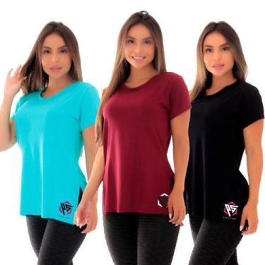 Imagem de Kit 3 blusa femininas ps tapa bumbum academia - CLICK MAIS BONITA,  M,