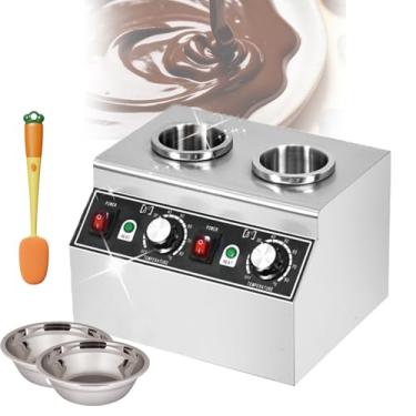 Imagem de Aquecedor EléTrico De Molhos Em AçO InoxidáVel,Equipado Com Escova De Limpeza E Tigela De AçO InoxidáVel, Temperatura AjustáVel De 86 A 185°F Para Aquecer Todos Os Tipos De Molhos