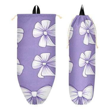 Imagem de xigua Suporte de parede para saco de plástico com laço branco com cordão, 1 pacote, reutilizável para decoração organizadora de sacolas de compras, meias, roupas íntimas e gravatas