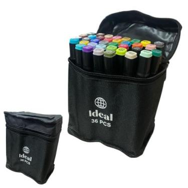 Imagem de Kit 36 Canetas Hidrográficas Coloridas com Estojo Organizador - IDEAL