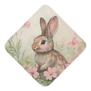 Imagem de Toalhas de bebê com capuz ultra macias absorventes toalha de bebê flores coelho musselina algodão toalhas de banho para recém-nascidos bebês 76 x 76 centímetros