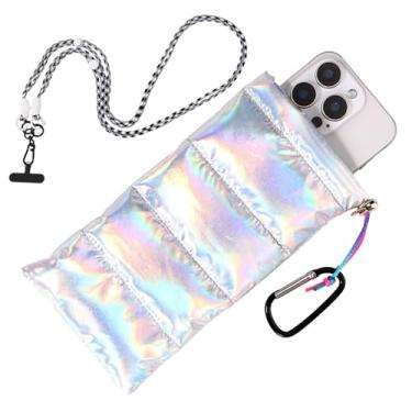 Imagem de Capa Térmica para Telemóvel com Cordão e Conectores, Isolada Bolsa Telemóvel Evitar Congelamento e Sobreaquecimento Prolongar a Vida Útil da Bateria para Desportos Ao Ar Livre (Prata)