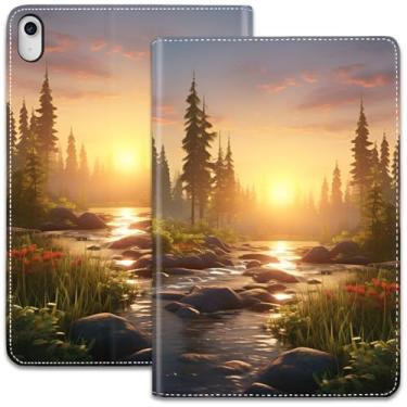 Imagem de Capa para iPad (A16) 11ª geração de 11 polegadas (2025)/iPad 10ª geração 11 polegadas (2022), suporte dobrável ajustável e despertar/hibernar automático, capa protetora à prova de choque, cenário pôr