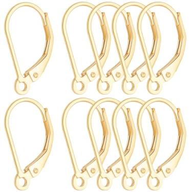 Imagem de Beebeecraft 10 peças de ganchos de brinco com fecho de alavanca, banhado a ouro 18 K, prata esterlina 925 francesa, suspenso, alavanca, fios de orelha, achados de brincos, para fabricação de joias