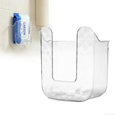 Imagem de Dispensador de lenços, montado na parede e transparente com uso com uma mão, suporte adesivo para lenços e papel higiênico, organizador de armazenamento sem perfuração para banheiro, cozinha, quarto