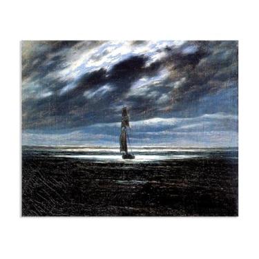 Imagem de Seapiece by Moonlight por Caspar David Friedrich Impressões em tela Well Decor The World Classic Art Reproduções de arte grande giclee arte de parede para sala de estar decoração de casa 60 x 50 cm