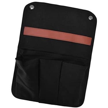 Imagem de Eujgoov Saco de Armazenamento do Apoio de Braço da Cadeira de Acampamento, Bolsa Organizadora de Suspensão de Lona Com Vários Bolsos para Cadeiras Dobráveis ​​do Gramado da Praia Ao Ar Livre (Preto)