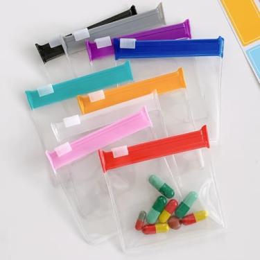 Imagem de Mini bolsa de armazenamento útil, conjunto de bolsa com zíper, bolsa de armazenamento de joias, dispositivo de armazenamento de drogas autovedante e acessórios de viagem, 5 peças com cores aleatórias