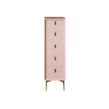 Imagem de Cômodas Cômoda moderna para quarto, cômoda de armazenamento contra parede, organizador madeira extremamente estreito(Pink-A)