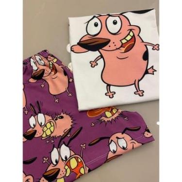 Imagem de Pijama Short/Baby Doll Manga Curta Feminino Estampado Personagens Coragem-Feminino